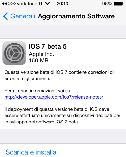 iOS7 Beta 5 è on line 1