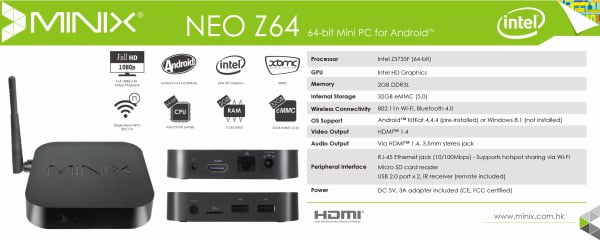 NEO Z64 Android KitKat - Spec Sheet
