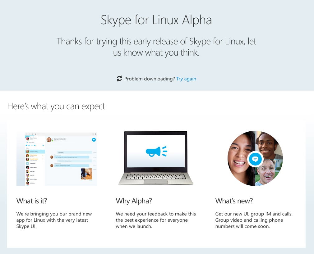 Primo aggiornamento Skype per Linux Alpha v1.2 1
