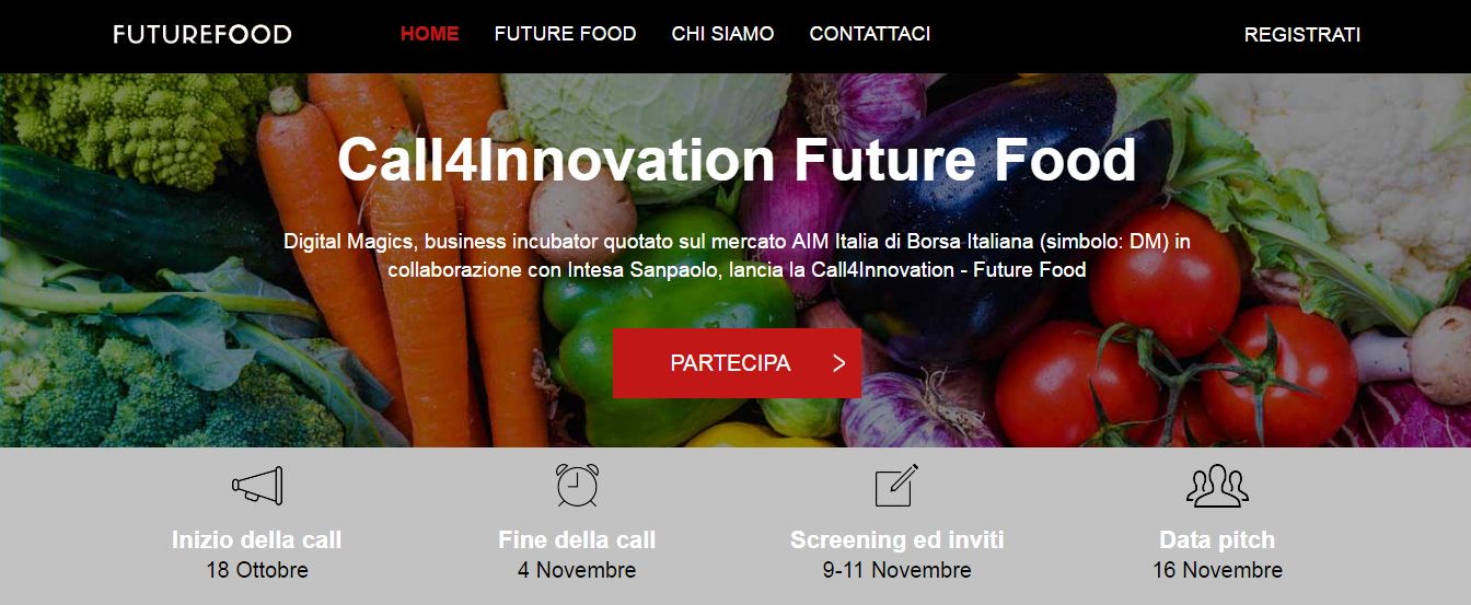 AL VIA FUTURE FOOD: CALL4INNOVATION PER LE STARTUP DEL FOOD E AGROALIMENTARE IDEATA DA DIGITAL MAGICS 1