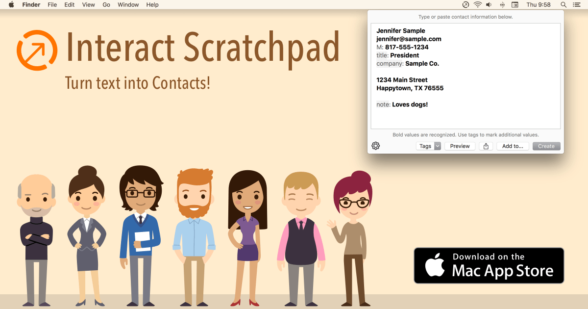 Interact Scrachpad: creare nuovi contatti nella rubrica del Mac con piccoli tocchi 1